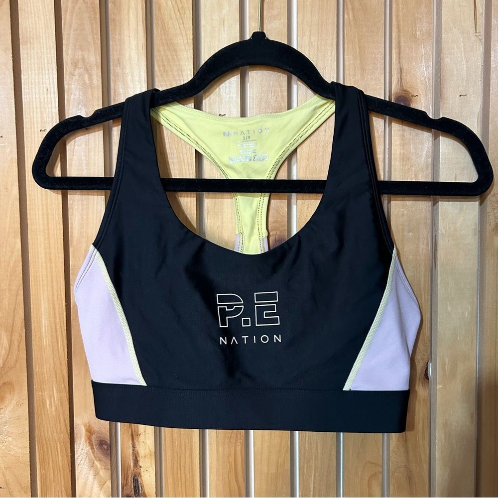 P.E Nation Acceleration Sports Bra Black Purple Green Size Small Active Workout